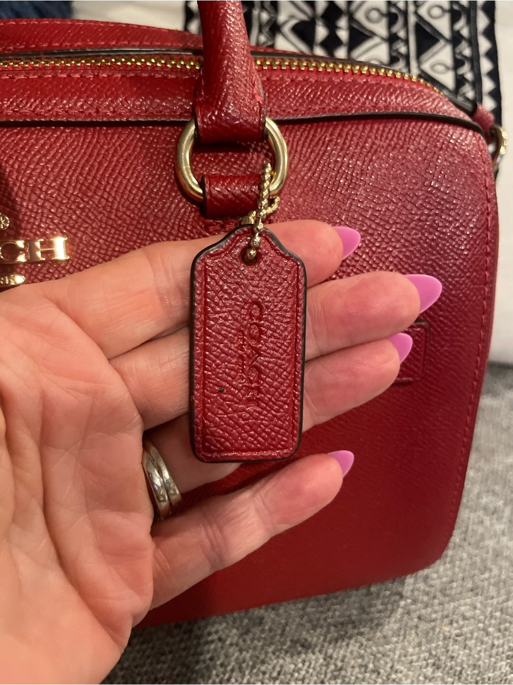 Coach Red Leather Rowan Satchel with Top Handles and Crossbody Strap - Picture 6 of 10